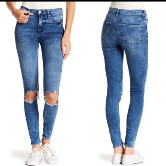 Free People Distressed Ripped Skinny Jeans 26 - Picture 1 of 6